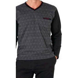 Pierre Cardin 6110 Erkek Siyah Kuzun Kollu V Yaka Pijama Takımı