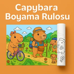 Capybara Boyama Rulosu – 3 Metre Sevimli Capybara Karakterleri | Çocuklar için Uzun Boyama Kağıdı
