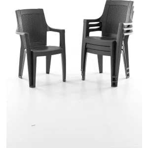 Efes 4'lü Rattan Sandalye Siyah