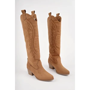 Rodeo Dikiş Detaylı Kalın Topuklu Kovboy Kadın Çizme