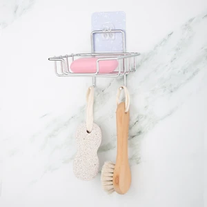 Krom Katı Sabunluk Tutucu Kancalı  Yapışkanlı  Süngerlik Düzenleyici
