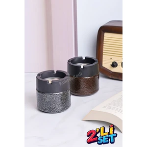 2 Adet Metal Kapaklı Bakır Görünümlü Kokusuz Küllük Seti  7178271