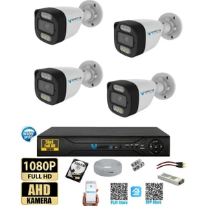 4 Kameralı Güvenlik Kamera Seti 5mp 1080P Full Hd Tam Renkli Gece Görüş Dvr Kayıt Cihazlı Tak Çalıştır Sistem