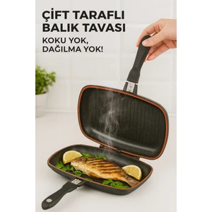 Özkentgranit Çift Taraflı Ikiz Et Balık Izgara Tavası 36 cm