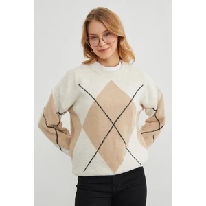 Baklava Desenli Oversize Kazak