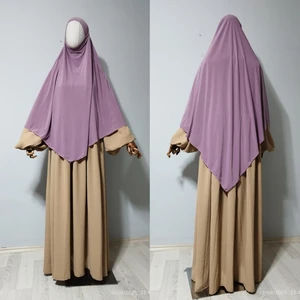 Maksi Boy Sandy Sufle Khimar Hazır Hijab Eşarp Leylak