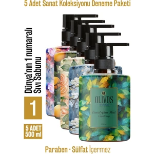 Sıvı Sabun Sanat Koleksiyonu Deneme Seti: Tablo Gibi Şişe Muhteşem Koku Nemlendiricili 5 Adet 500 ml