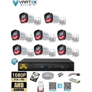 8’li 5mp Full Hd 1080P Güvenlik Kamera Seti Gece Görüşlü Tak Çalıştır Ip Gerektirmez Sugeçirmez Set