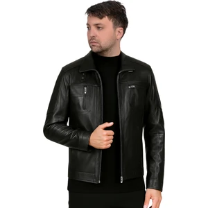 Mbappe Hakiki Deri Erkek Siyah Ceket