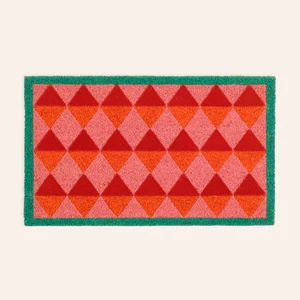 Kerala Coır Kapı Önü Paspası 45X75 cm Kırmızı - Pembe