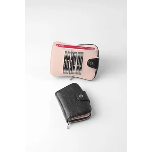 Cengiz Pakel Küçük Boy Desenli Kadın Cüzdan/portföy - 65308 - Siyah/pudra