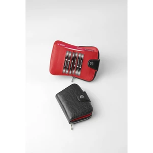 Cengiz Pakel Küçük Boy Desenli Kadın Cüzdan/portföy - 65308 - Siyah/kırmızı