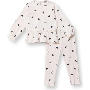 Hellobaby Kız Bebek Bluz - Tayt Düğmeli Uzun Kol Reçme