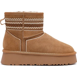 Kadın Camel Kalın Tabanlı Süet Deri Teddy Bot 25WFD478410