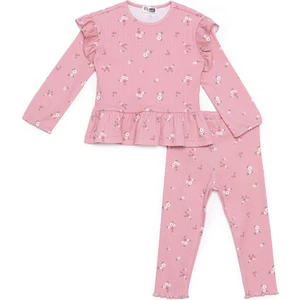 Hellobaby Kız Bebek Bluz - Tayt Forest Flower Uzun Kol Reçme Paça