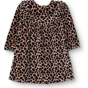 Hellobaby Kız Bebek Leopar Elbise Kadife Uzun Kol