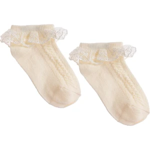 Hellobaby Kız Bebek Dantelli Çorap Ekru