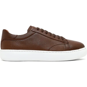 Erkek Taba Bağcıklı Kalın Tabanlı Deri Sneaker 25WFD8240FT