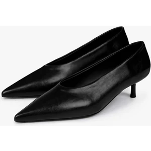 Kadın Corin Siyah Cilt Kısa Topuklu Stiletto