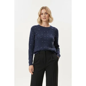 Laci Kadın Taş İşleme Detaylı Bisiklet Yaka Triko Kazak 7045