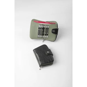 Cengiz Pakel Küçük Boy Desenli Kadın Cüzdan/portföy - 65308 - Siyah/yeşil