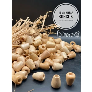 15 mm Damla Oval Ahşap Boncuk (50 Gram 47 Adet) Delik Çapı 6 mm Makrome Çanta Takı Tasarım