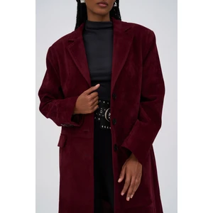 Selva Masculine Uzun Bordo Trençkot