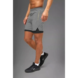 Gri Unisex Gym ve Fitness Astarlı Taytlı Şort