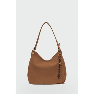 Calico Charmlı Süet Omuz Çantası Taba