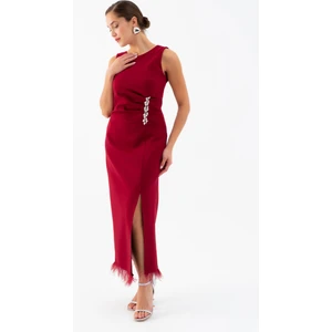 Kadın Bordo Otrişli Söz Nişan Nikah Abiye Elbise