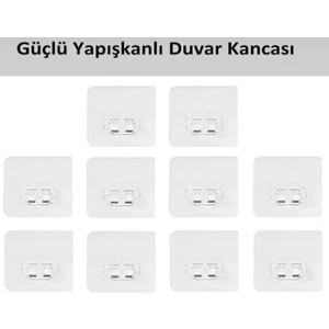 10 Adet Güçlü Yapışkanlı Askı Tırnaklı Askı Ultra Güçlü Sticker A
