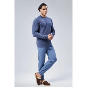 Mooncover Erkek Kışlık Göğüs Cebi Detaylı Pijama Takımı Jeans