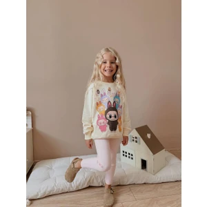 Kız Çocuk Labubu Modelli Taytlı Takım