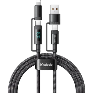 CA-1990 4’ü 1 Arada Şarj Kablosu (Type-C/Type-A → Type-C/lightning) 60W Pd, Watt Ekranlı, 1.2 M