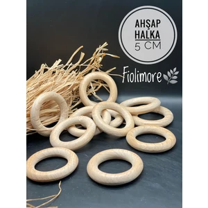 Ahşap Halka-(5 Adet)-Diş Kaşıma-Amigurumi-Makrome Halka-Aksesuar-Çanta-Takı