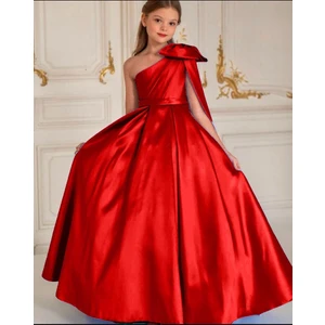 Kız Çocuk Tasarım Omuz Detaylı Prenses Elbise