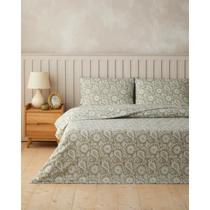 Ethnic Charm Kolay Ütülenir Tek Kişilik Nevresim Takımı 160X220 cm Yağ Yeşili