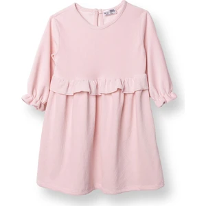 Hellobaby Kız Bebek Enjoy Bear Kadife Elbise Düğmeli Uzun Kol