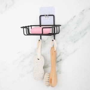 Stickerlı Siyah Yapışkanlı Kancalı Katı Sabunluk Tutucu