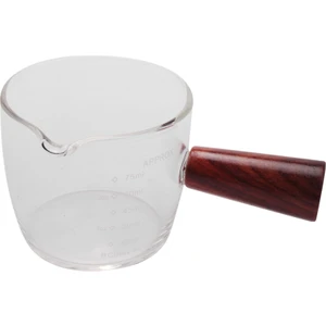 Cam Ölçü Kabı Espresso Shot Bardağı 75ML Üçlü Sürahi Barista Tek Ağızlı Ahşap Saplı (Yurt Dışından)