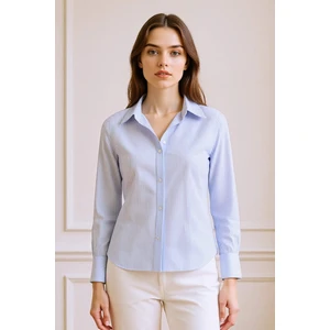 Afra x DeFacto Fitted Basic Düz Poplin Uzun Kollu Gömlek D3172AX25SM