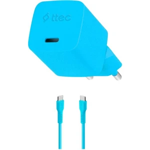 Smartcharger Gan 20W Pd Seyahat Hızlı Şarj Aleti + Usb-C - Usb-C 3A Kablo Neon Mavi 2SCG20CN