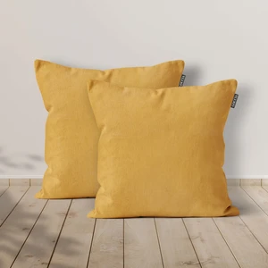 2'li Kadife Dokulu Kırlent Kılıfı Sarı