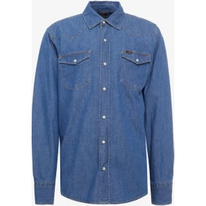 Uzun Kollu Jean Gömlek Mid Blue