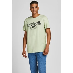Jack & Jones 12205944_Jorcomfortbranding Tee Bisiklet Yaka Standart Kalıp Baskılı Açık Yeşil Erkek