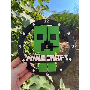 Minecraft Creeper Duvar Saati 3D