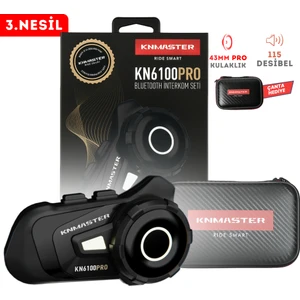 KN6100 PRO Motosiklet Kask İnterkom Bluetooth Intercom Kulaklık Seti Siyah