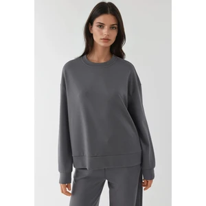 Kadın Modal Touch Basic Sweatshirt Grey