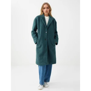 Jimmy Key Koyu Yeşil Rahat Kesim Ceket Yaka Uzun Kaşe Kaban