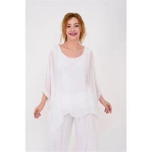 Italyan Yarasa Kol Ipek Bluz